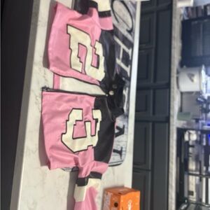 SHEIN Pink and Black Varsity Jacket